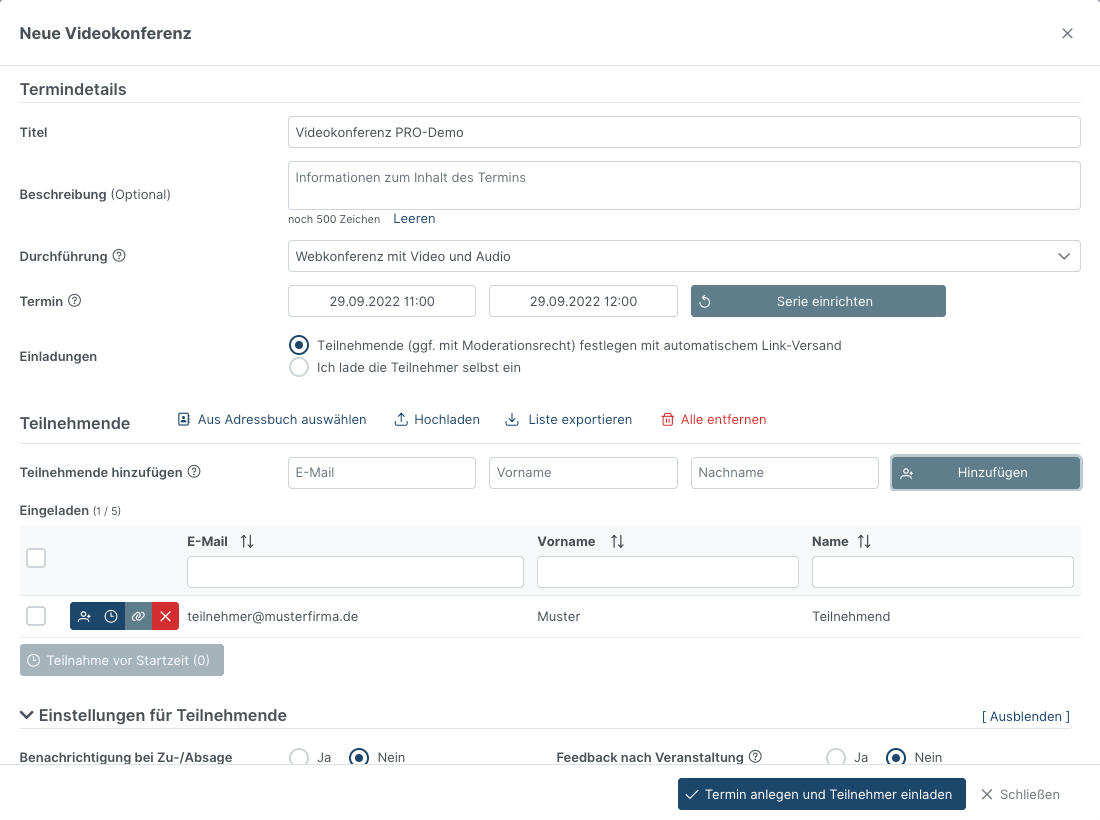 Videokonferenz planen