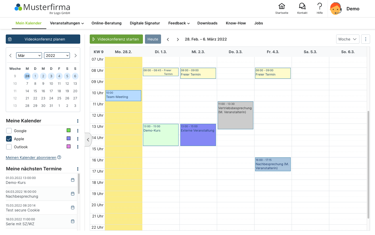 Meeting Management im Kalender