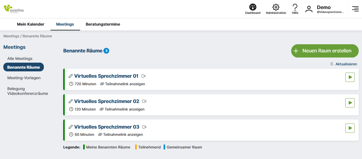 Übersicht Benannte Räume