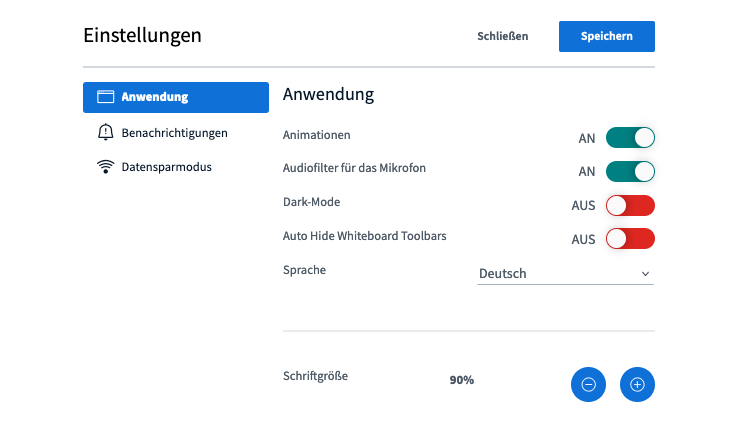 Virtueller Raum Einstellungen